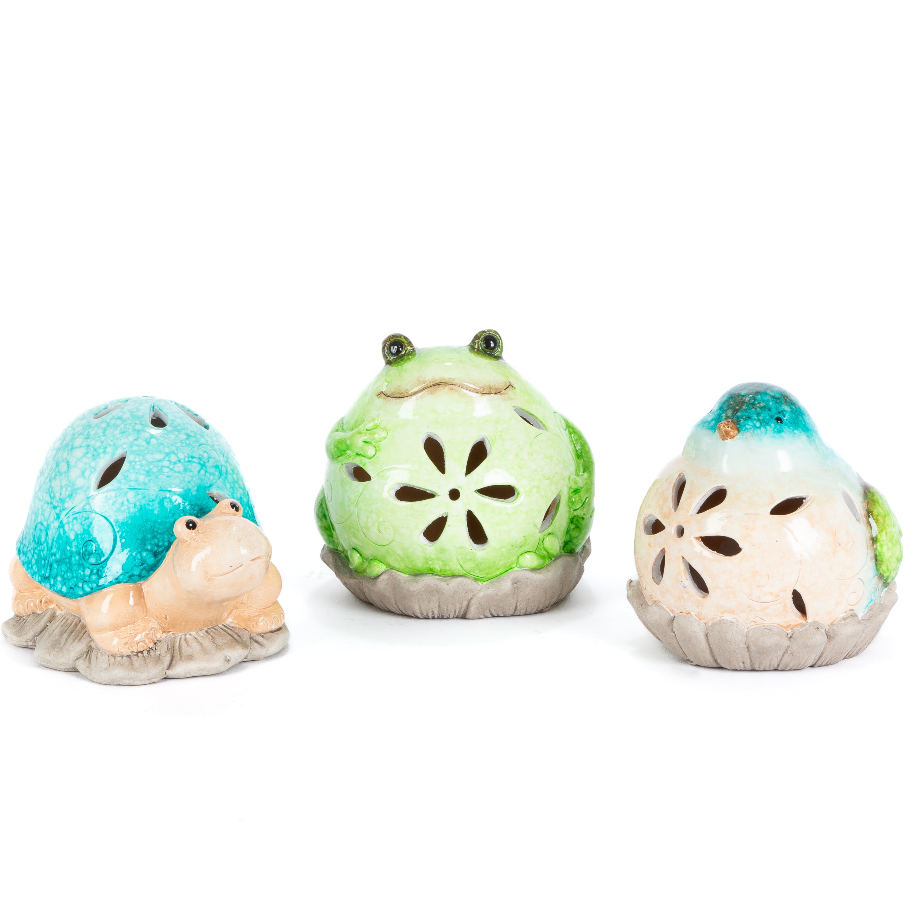 6.1 in. Illuminating Terracotta Garden Friends Figurines, set of 3